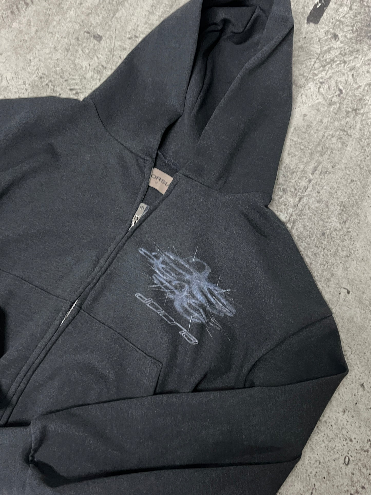 FRAGMENTS OF DORSIA,  WASH GREY ZIP UP HOODIE