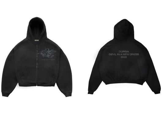FRAGMENTS OF DORSIA,  WASH GREY ZIP UP HOODIE