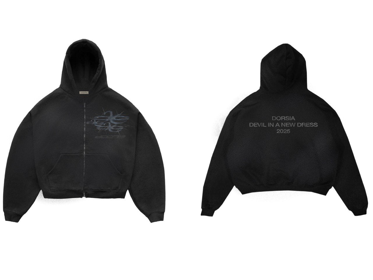 FRAGMENTS OF DORSIA,  WASH GREY ZIP UP HOODIE